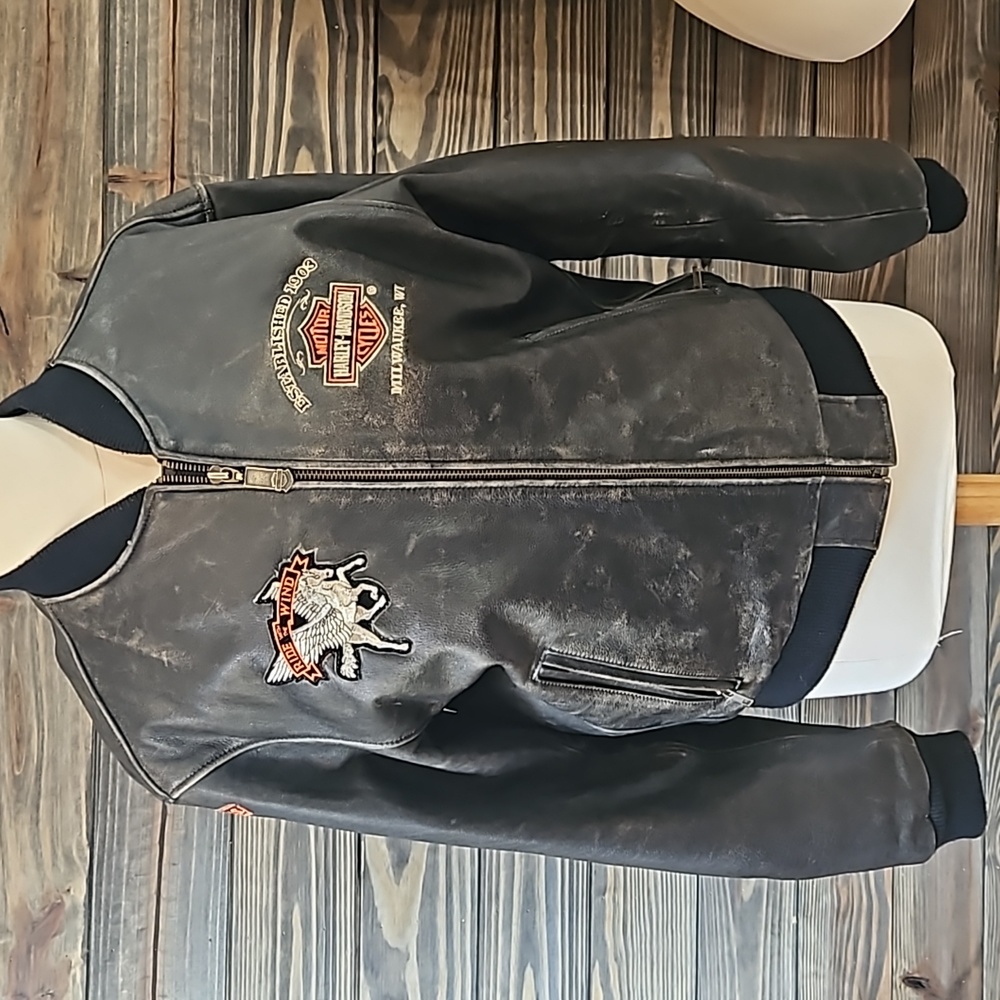 Harley Davidson Bomber Jacket Leather  EUC S